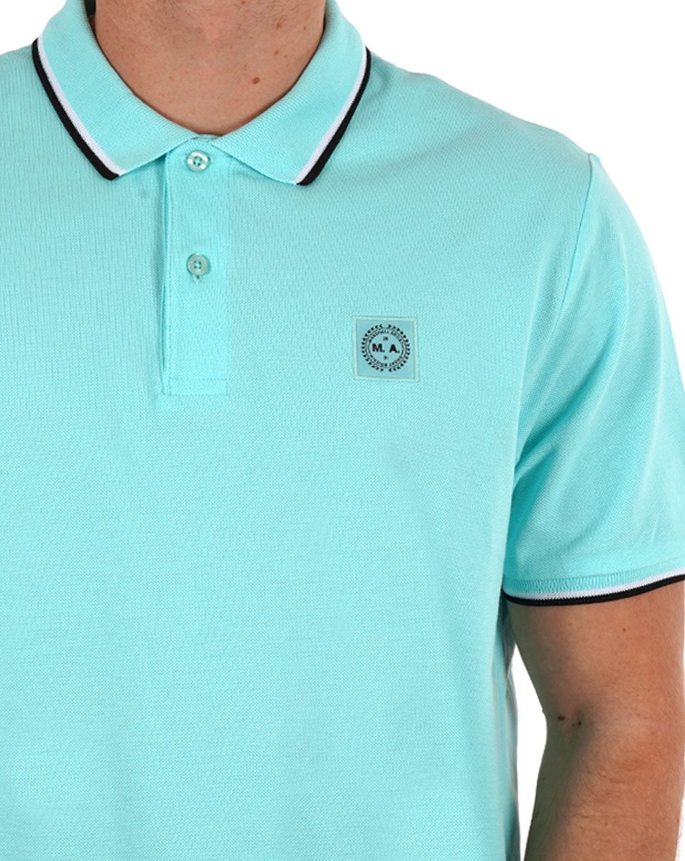 Marshall Artist – Poloshirt mit Streifen in Aqua