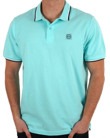 Marshall Artist – Poloshirt mit Streifen in Aqua