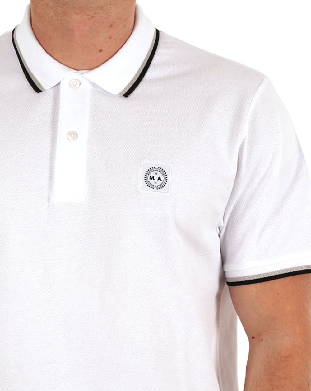 Marshall Artist Poloshirt mit Streifen in Weiß