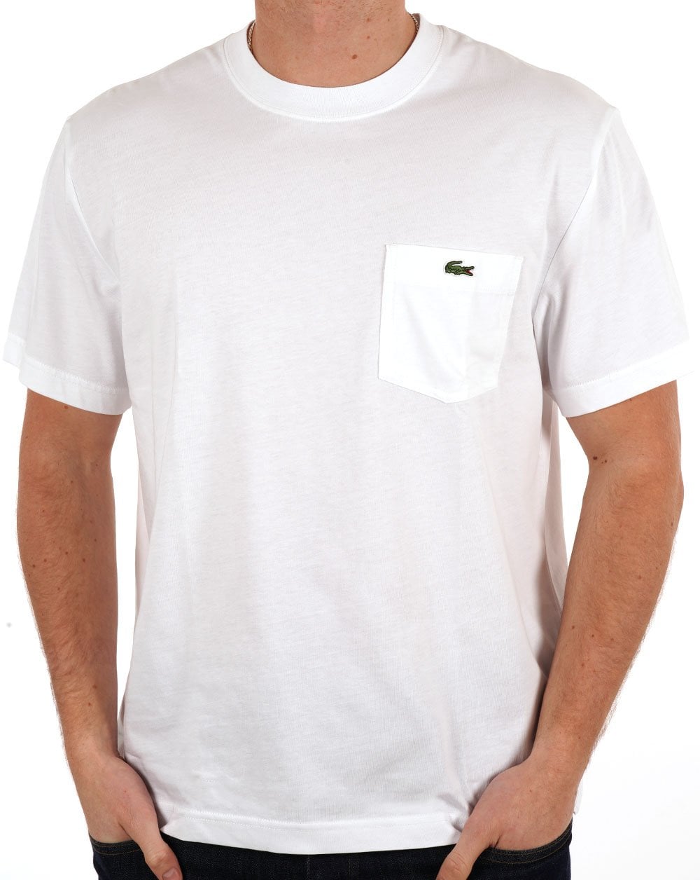 Lacoste – Weißes T-Shirt mit Tasche