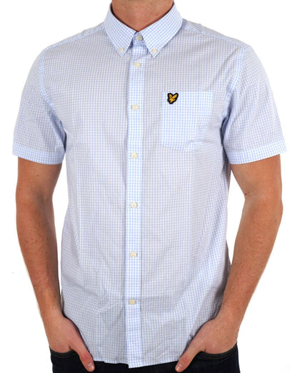 Lyle &amp; Scott Gingham SS Slim Hemd Hellblau/Weiß