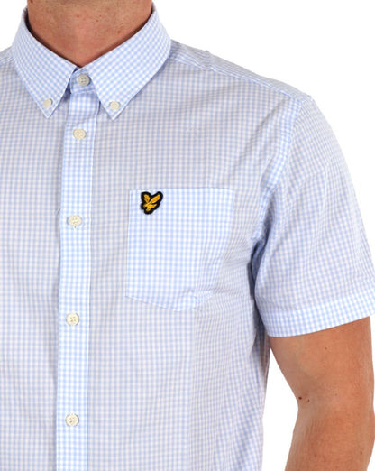 Lyle &amp; Scott Gingham SS Slim Hemd Hellblau/Weiß