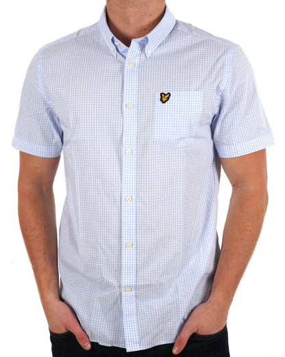 Lyle &amp; Scott Gingham SS Slim Hemd Hellblau/Weiß