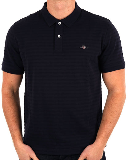 Gant Strukturiertes Streifen-Poloshirt Marineblau