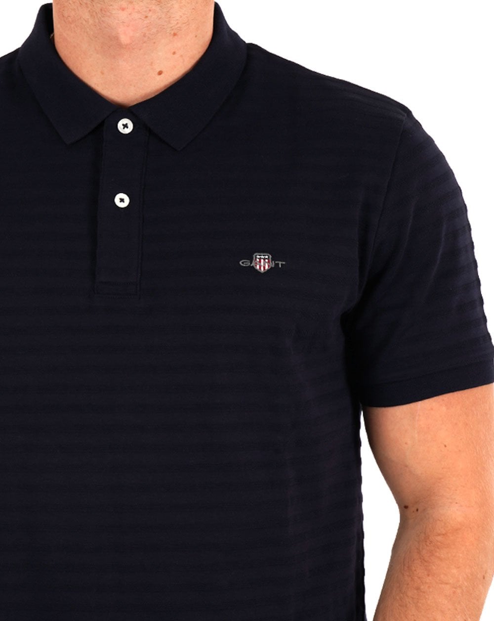 Gant Strukturiertes Streifen-Poloshirt Marineblau