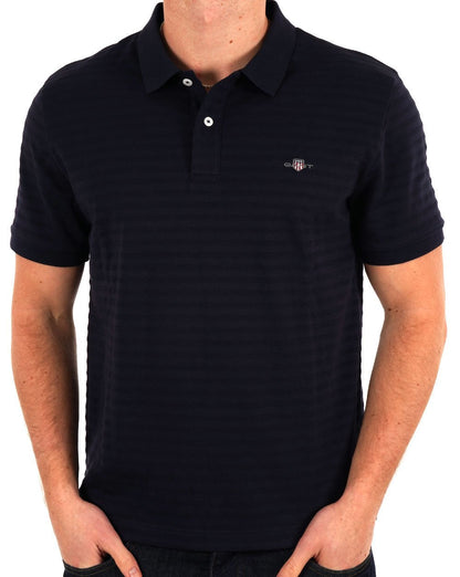 Gant Strukturiertes Streifen-Poloshirt Marineblau
