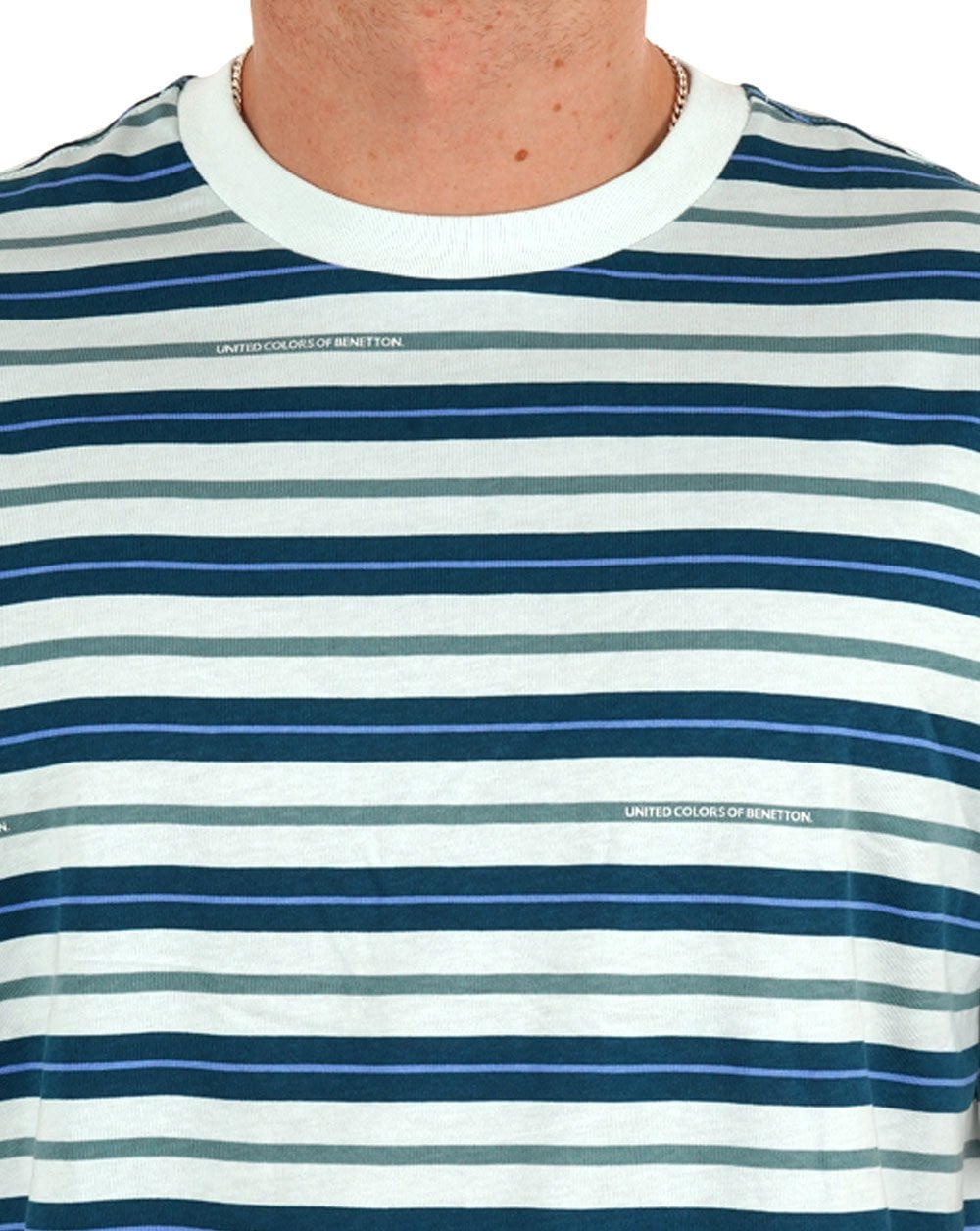 Benetton Gestreiftes T-Shirt Blau/Grün