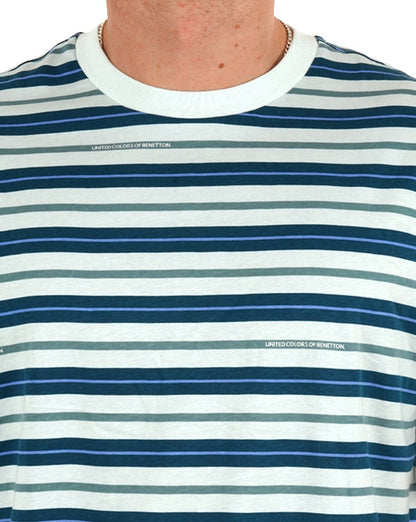 Benetton Gestreiftes T-Shirt Blau/Grün