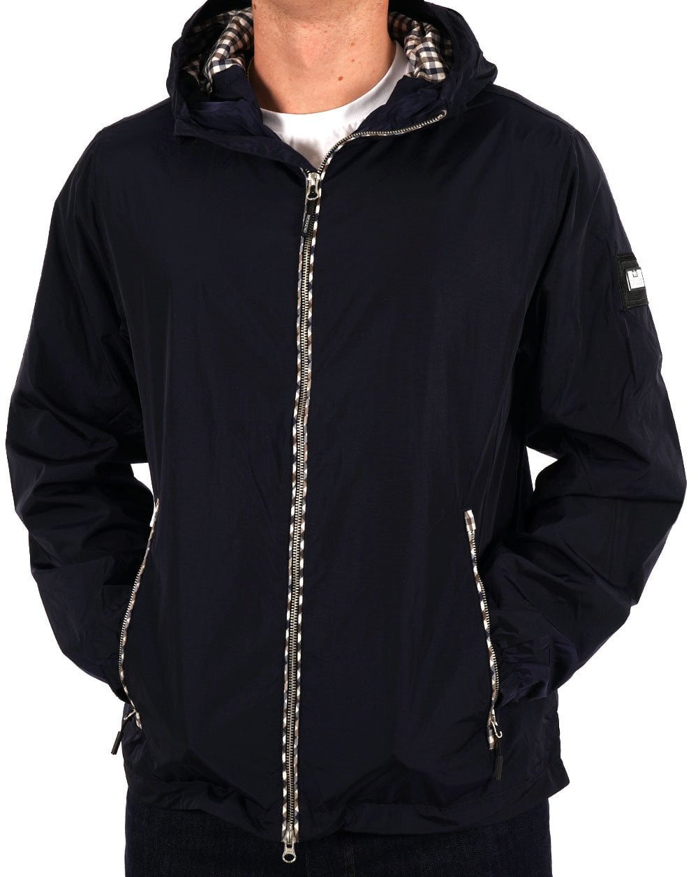 Weekend Offender – Campania – Karierte Windjacke in Marineblau