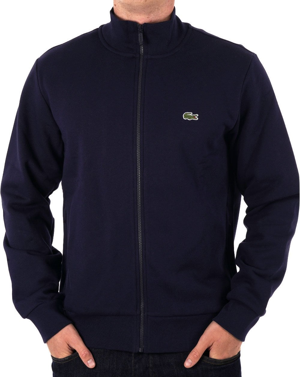 Lacoste – Trainingsjacke mit durchgehendem Reißverschluss in Marineblau