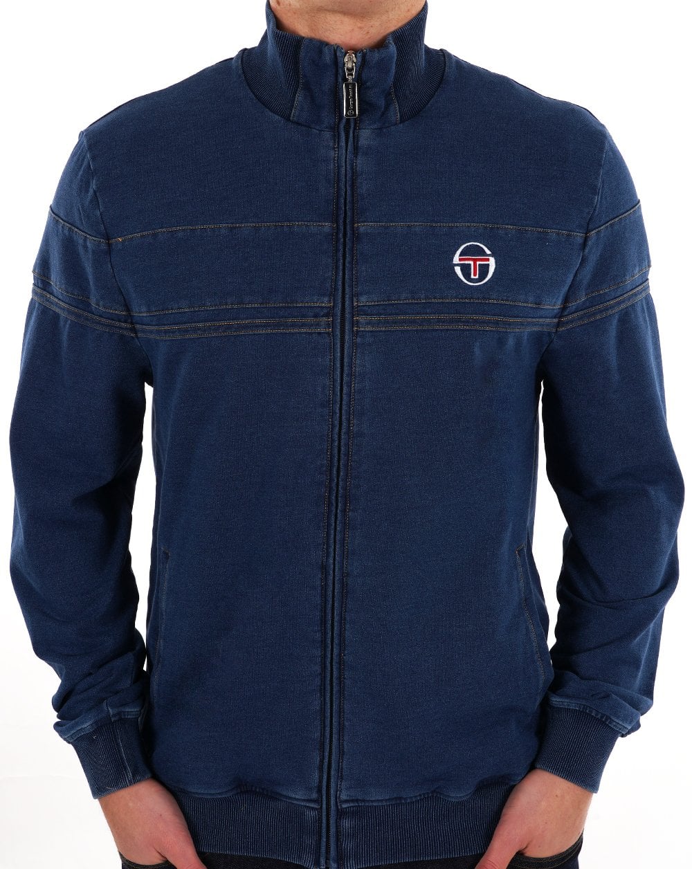 Sergio Tacchini – Denim Masters – Trainingsoberteil in mittlerem Denim