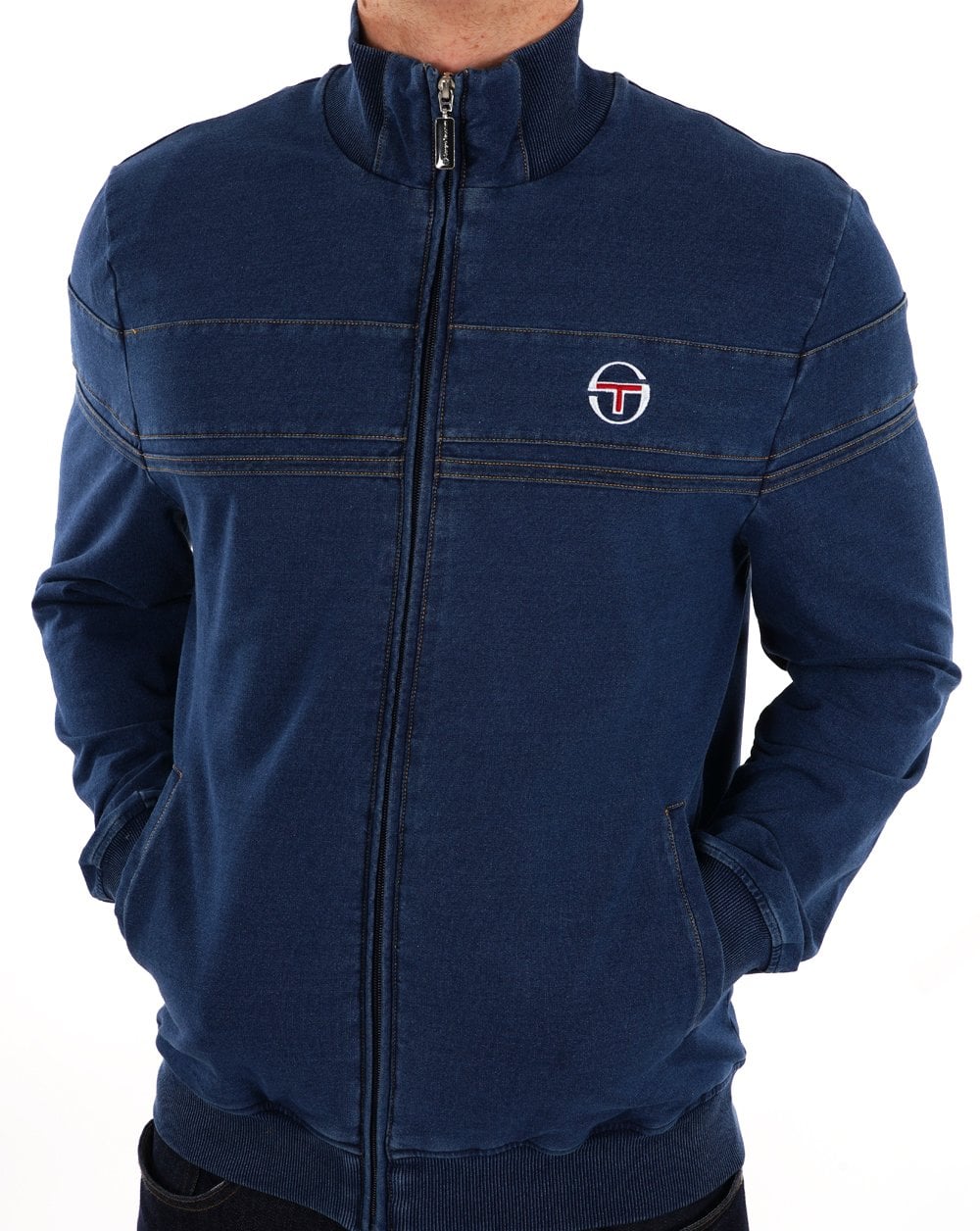 Sergio Tacchini – Denim Masters – Trainingsoberteil in mittlerem Denim