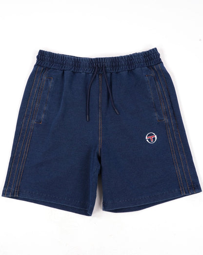 Sergio Tacchini – Gestreifte Jeansshorts in mittlerem Denim