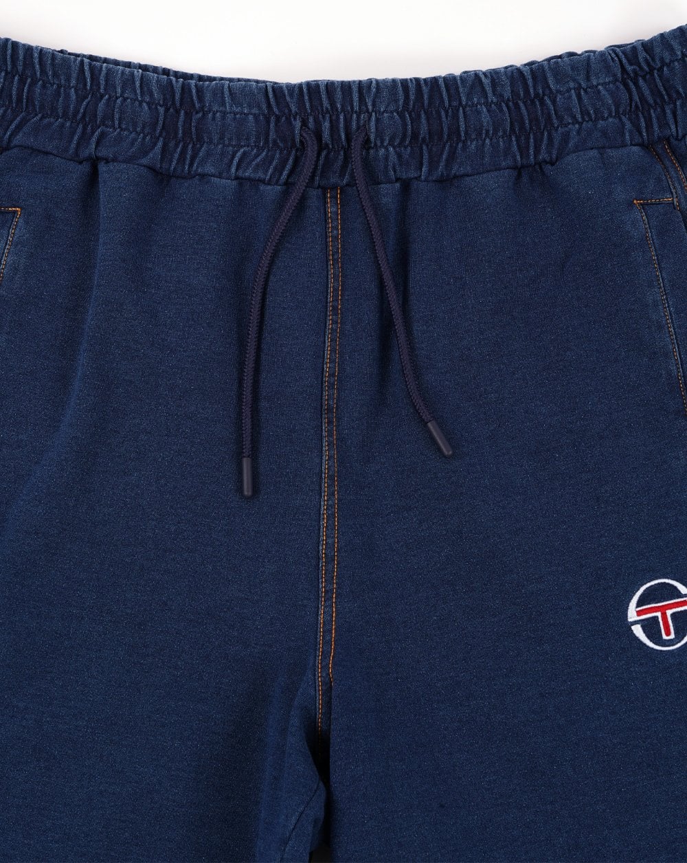 Sergio Tacchini – Gestreifte Jeansshorts in mittlerem Denim