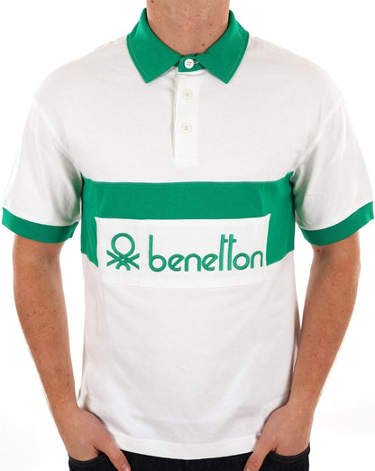 Benetton Rugby Poloshirt Weiß / Grün
