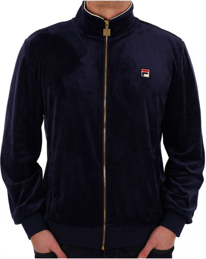 Fila Vintage Velours-Trainingsjacke, Marineblau