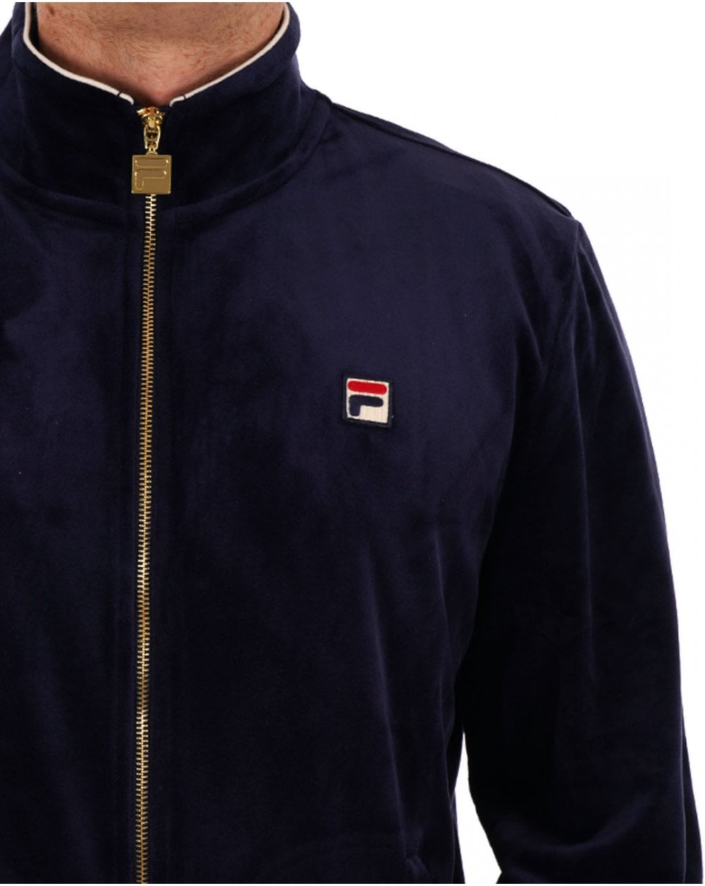 Fila Vintage Velours-Trainingsjacke, Marineblau