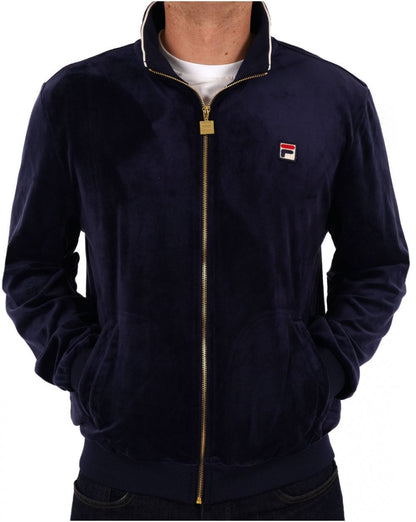Fila Vintage Velours-Trainingsjacke, Marineblau