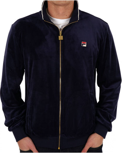 Fila Vintage Velours-Trainingsjacke, Marineblau