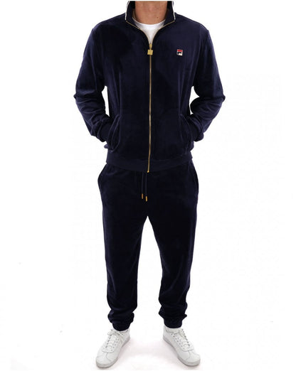 Fila Vintage Velours-Trainingsjacke, Marineblau