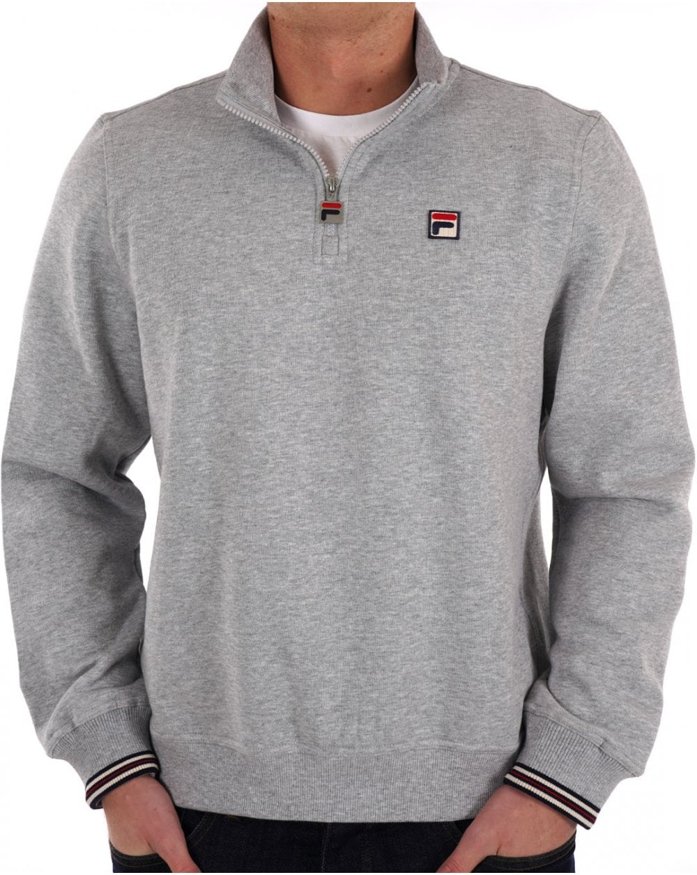 Fila Vintage 1/4 Zip Sweatshirt Hellgrau meliert