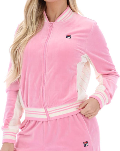Fila Vintage Jenesis Velours-Trainingsjacke Prism Pink