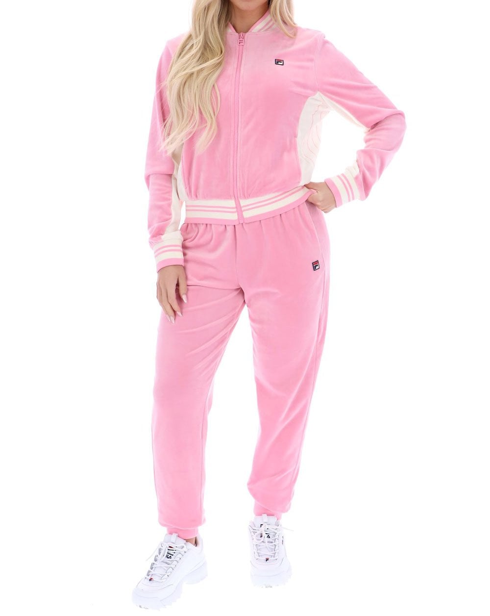 Fila Vintage Jenesis Velours-Trainingsjacke Prism Pink