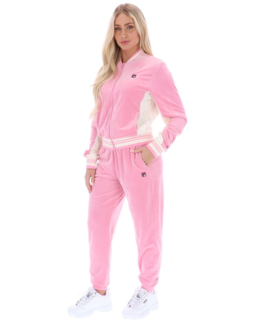 Fila Vintage Jenesis Velours-Trainingsjacke Prism Pink