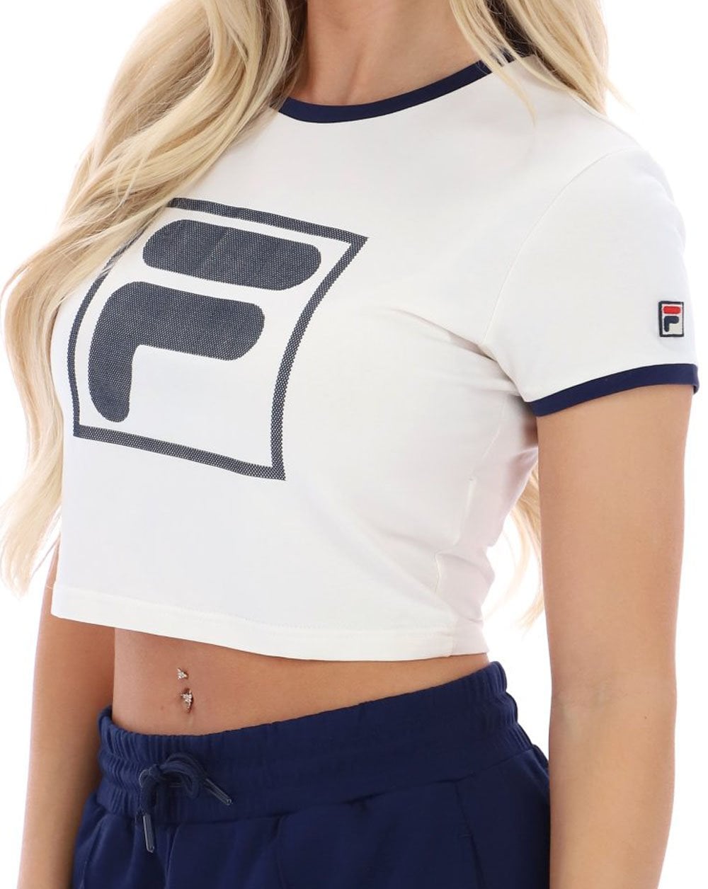 Fila Vintage Damen Jeno Cropped Tee Gardenia/Navy