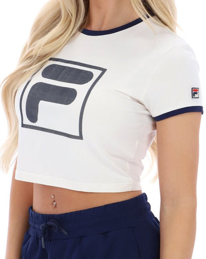 Fila Vintage Damen Jeno Cropped Tee Gardenia/Navy