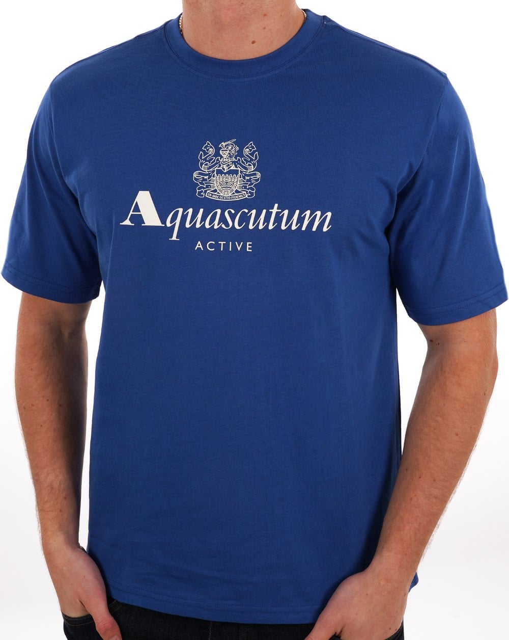Aquascutum T-Shirt mit großem Logo, Königsblau