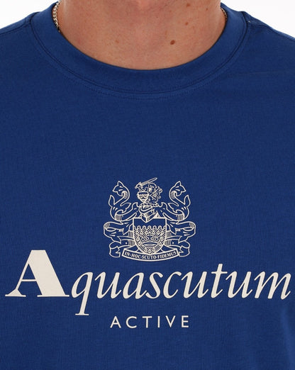 Aquascutum T-Shirt mit großem Logo, Königsblau