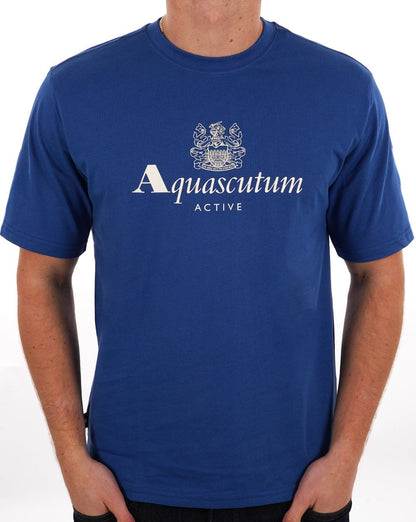 Aquascutum T-Shirt mit großem Logo, Königsblau