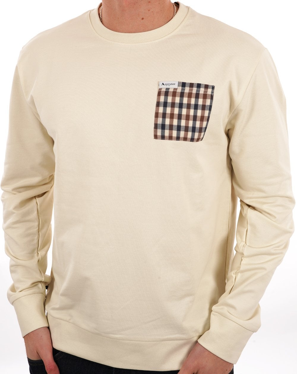 Aquascutum Iconic Pocket Crew Sweatshirt Off White