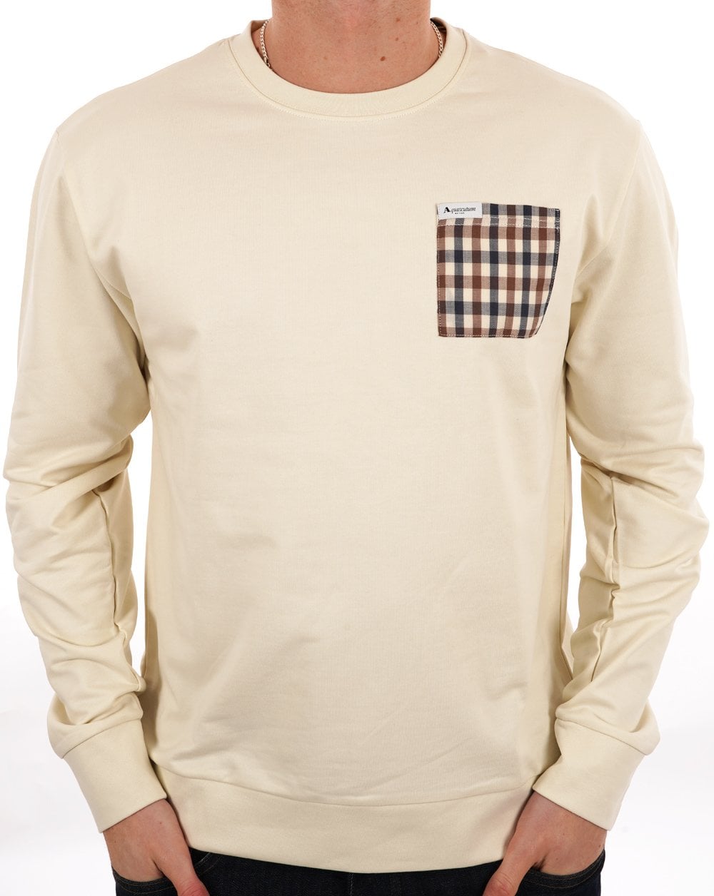 Aquascutum Iconic Pocket Crew Sweatshirt Off White