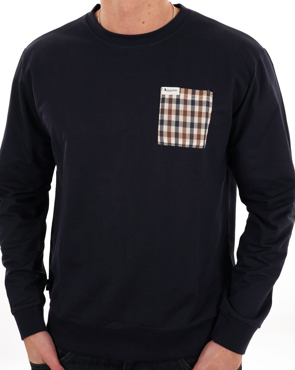 Aquascutum Iconic Pocket Crew Sweatshirt Marineblau
