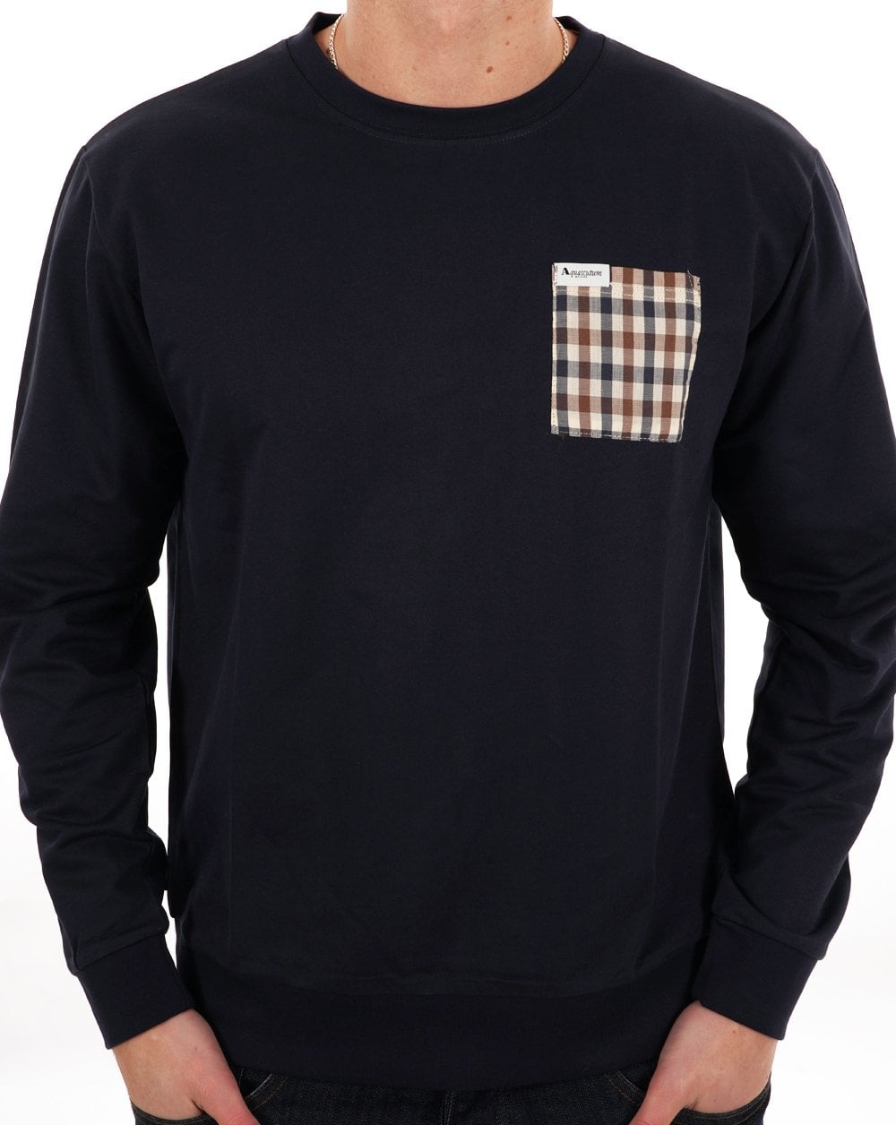 Aquascutum Iconic Pocket Crew Sweatshirt Marineblau
