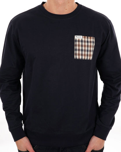 Aquascutum Iconic Pocket Crew Sweatshirt Marineblau