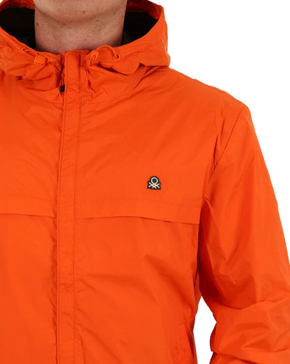 Benetton Regenschutzjacke mit Kapuze, Orange