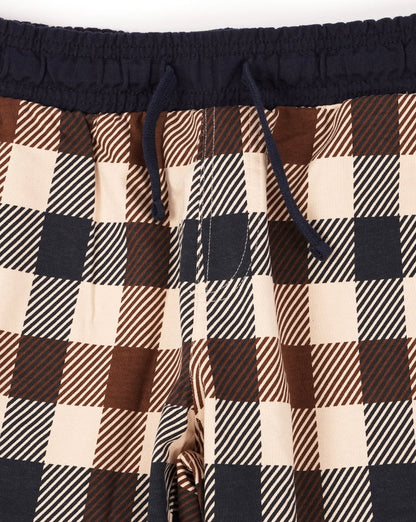 Aquascutum – Sweatshorts mit Makro-Karomuster, Marineblau