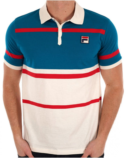 Fila Vintage Clarkson Poloshirt Gardenia / Deep Lagoon / Rot