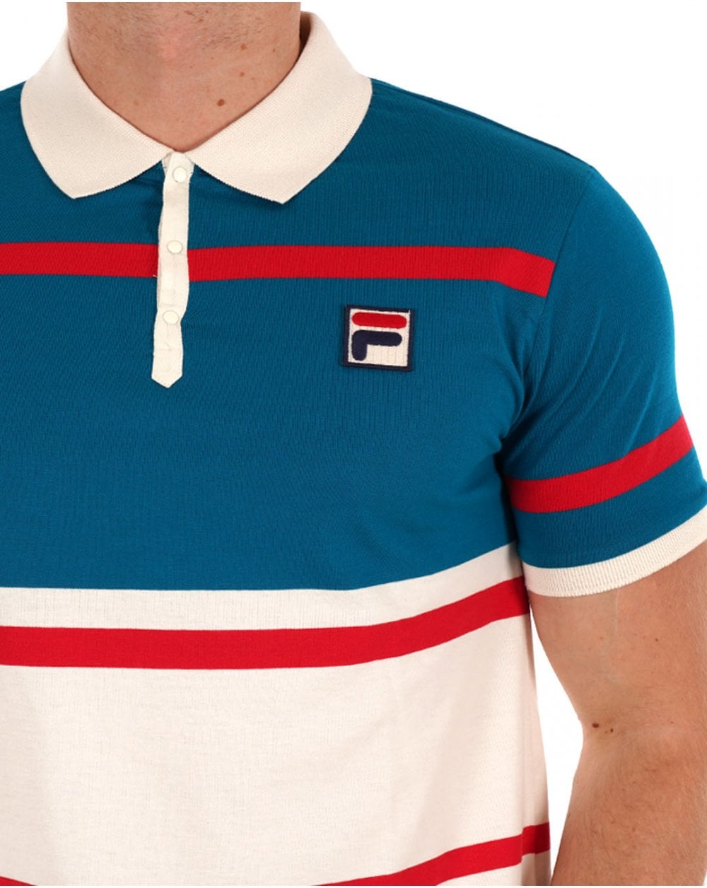 Fila Vintage Clarkson Poloshirt Gardenia / Deep Lagoon / Rot