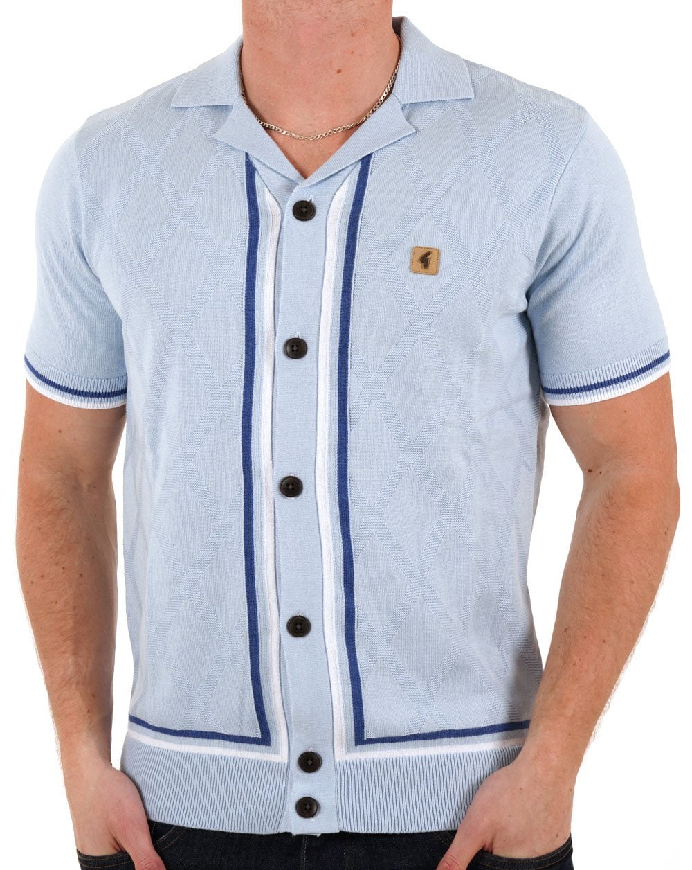 Gabicci Vintage Ross SS Knitted Shirt Azure