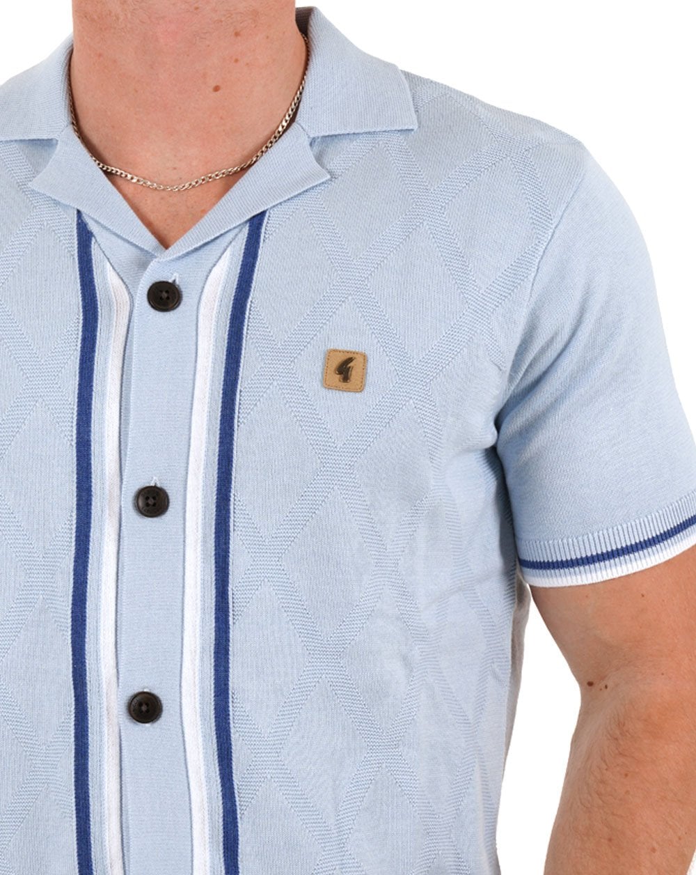 Gabicci Vintage Ross SS Strickhemd Azurblau