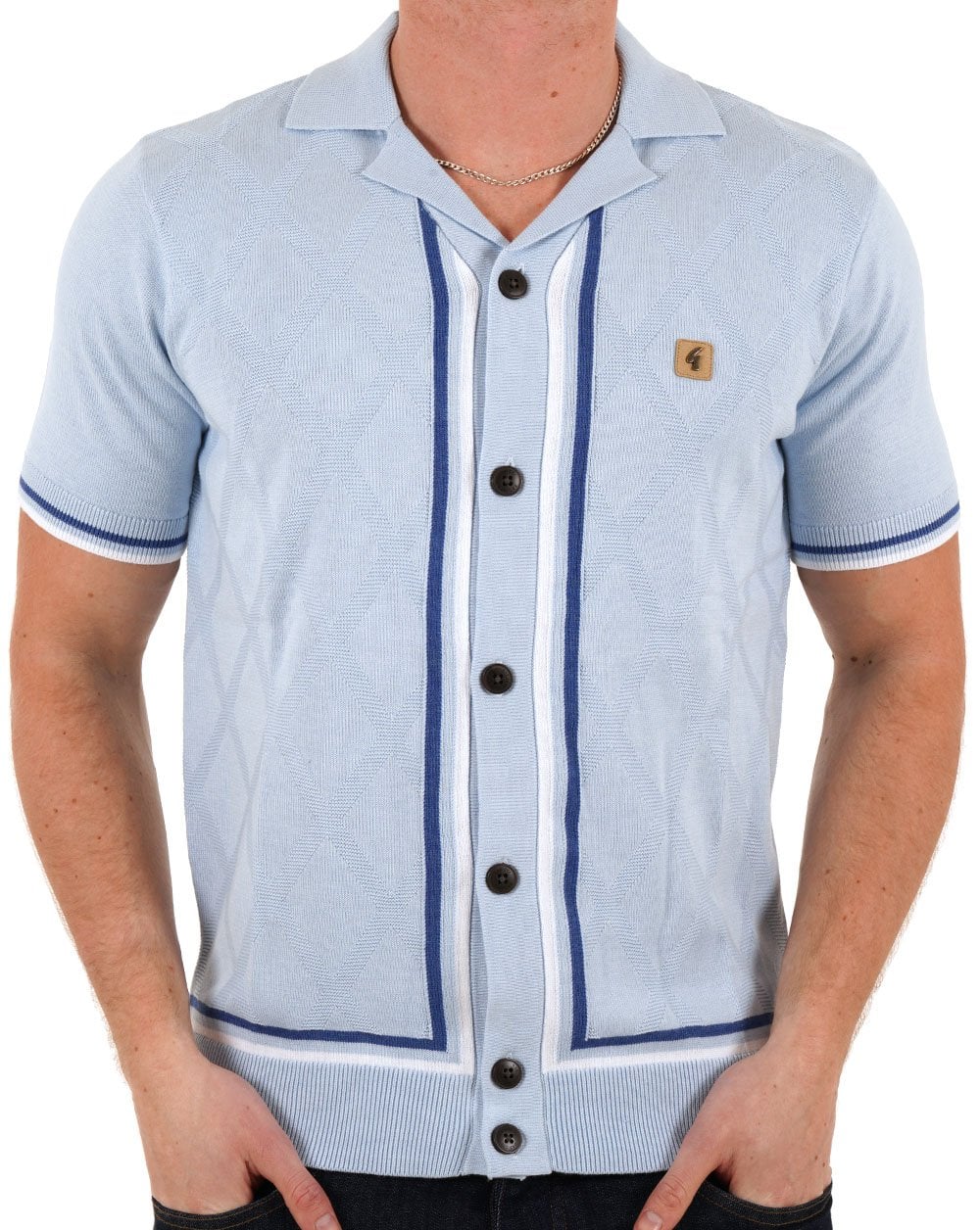 Gabicci Vintage Ross SS Knitted Shirt Azure