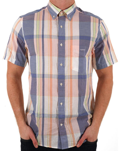 Gant Indian Madras Kurzarmhemd Eierschalenfarben