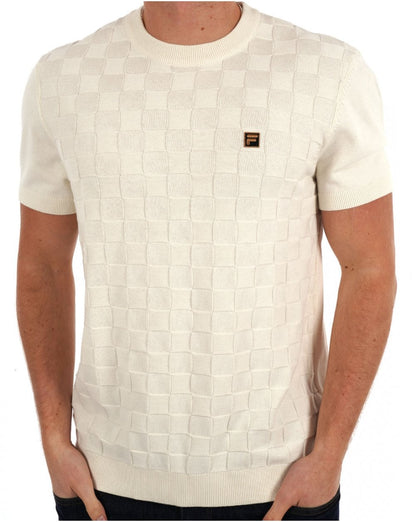 Fila Gold Campbell Square Knit T-Shirt Off White