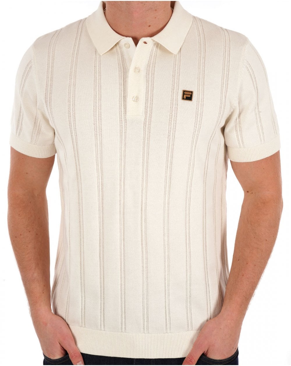 Fila Gold Kennedy Strick-Poloshirt Off White