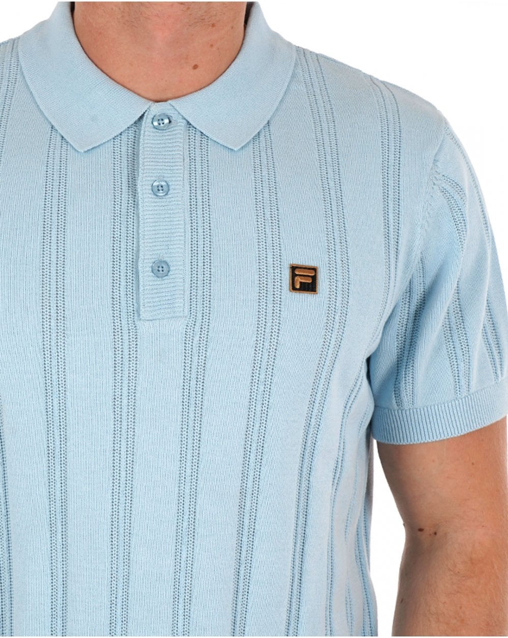 Fila Gold Kennedy Strick-Poloshirt Himmelblau