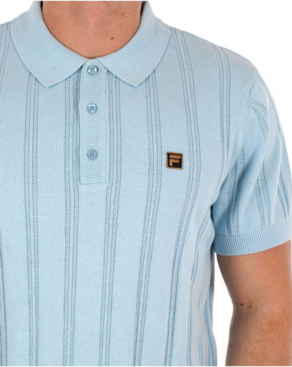 Fila Gold Kennedy Strick-Poloshirt Himmelblau